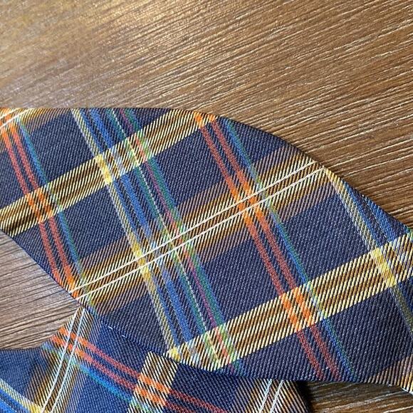 Countess Mara Sea-Mel plaid silk blend bow tie wedding formal homecoming - Picture 5 of 5